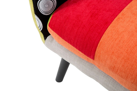 Fauteuil Impérial Tissu patchwork en bois