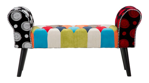 Banc patchwork Impérial en bois et tissu