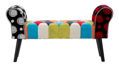 Banc patchwork Impérial en bois et tissu