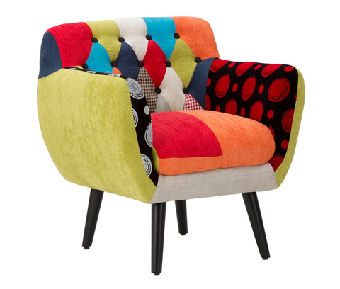 Fauteuil Impérial Tissu patchwork en bois