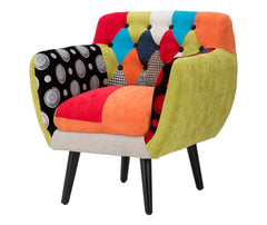 Fauteuil Impérial Tissu patchwork en bois