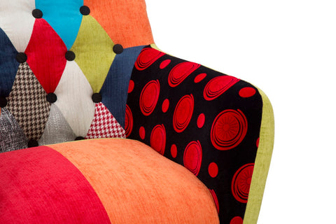 Fauteuil Impérial Tissu patchwork en bois
