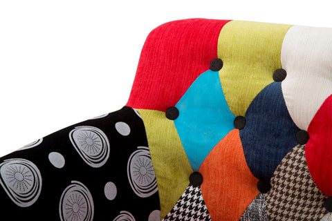 Fauteuil Impérial Tissu patchwork en bois