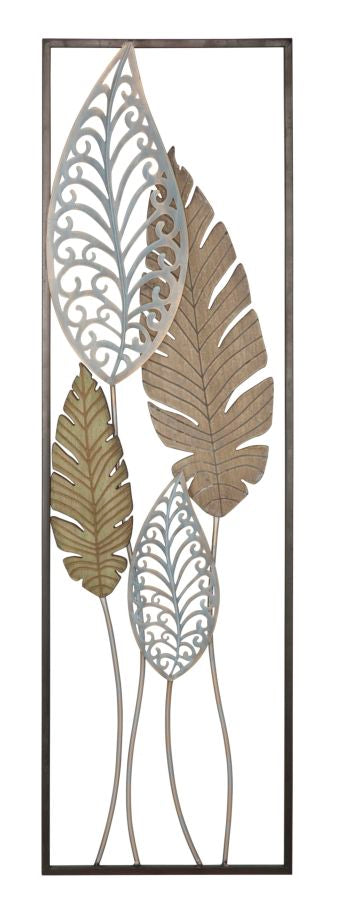 Décoration murale rectangulaire métal et MDF feuilles 3D