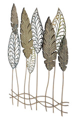 Panneau décoratif Feuilles Métal et MDF