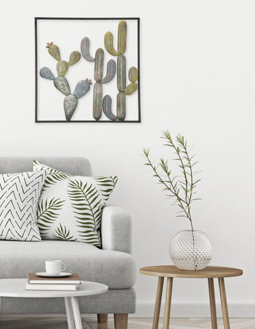 Décoration murale Cactus Cadre Métal Multicolore