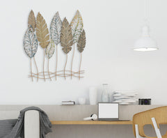 Panneau décoratif Feuilles Métal et MDF