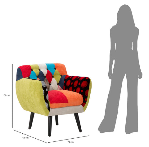 Fauteuil Impérial Tissu patchwork en bois
