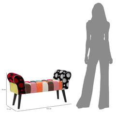 Banc patchwork Impérial en bois et tissu
