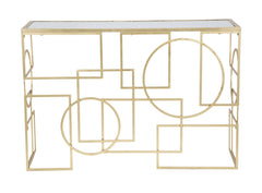 Console rectangulaire Marie Métal Doré plateau Verre Miroir