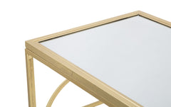 Console rectangulaire Marie Métal Doré plateau Verre Miroir