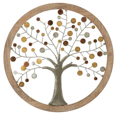 Panneau mural rond Albero della Vita Bois et métal décoratif