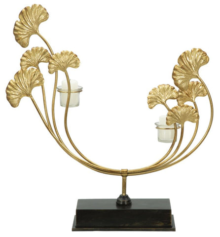 Porte-bougie Glam Métal Doré base Noir