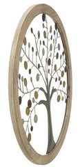 Panneau mural rond Albero della Vita Bois et métal décoratif