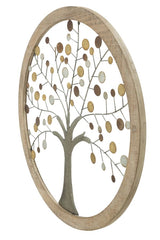 Panneau mural rond Albero della Vita Bois et métal décoratif