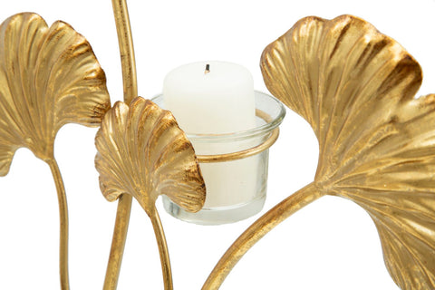 Porte-bougie Glam Iris doré base noire