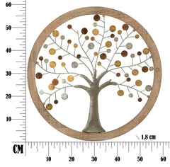 Panneau mural rond Albero della Vita Bois et métal décoratif