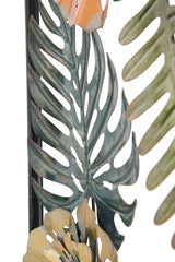 Panneau mural rectangulaire en métal motifs géométriques et floraux