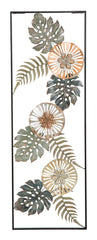 Décor mural rectangulaire en métal motifs feuilles