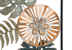 Décor mural rectangulaire en métal motifs feuilles