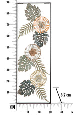 Décor mural rectangulaire en métal motifs feuilles