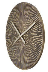 Horloge murale ronde métal bronzé