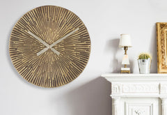 Horloge murale ronde métal bronzé