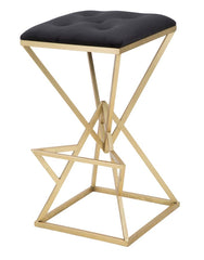 Tabouret de bar Pyramide métal doré Tissu noir
