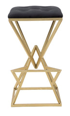 Tabouret de bar Pyramide métal doré Tissu noir
