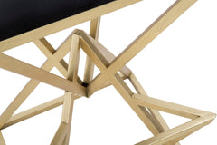 Tabouret de bar Pyramide métal doré Tissu noir