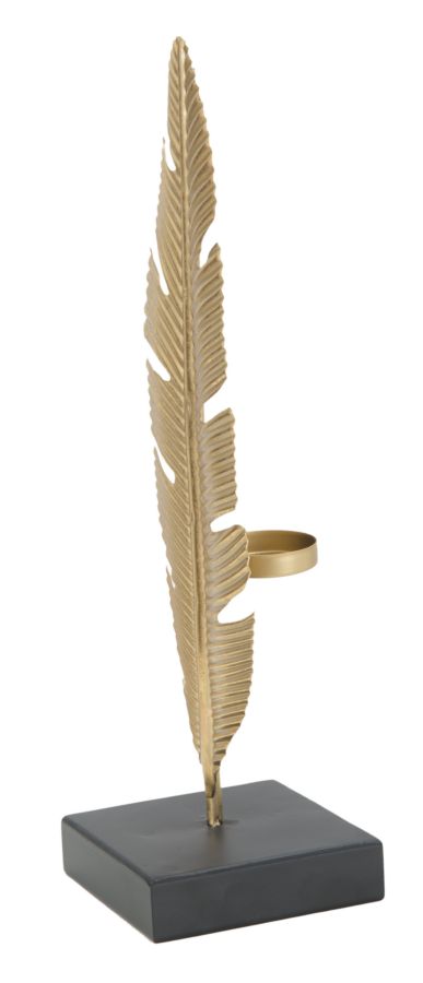 DECOR LEAF GLAM W/CANDLE HOLDER CM 10X10X34 