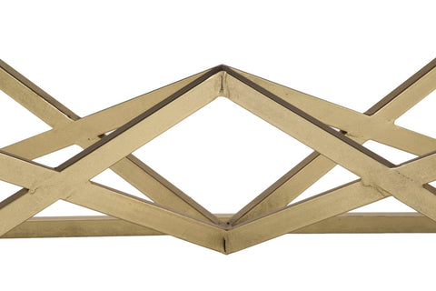 Mesa de centro rectangular Piramid de metal dorado y cristal templado negro