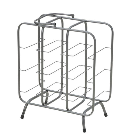 Porte-bouteilles 9 trous métal gris foncé avec poignée