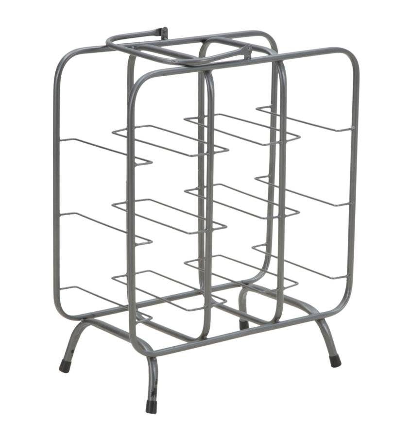 Porte-bouteilles 9 trous métal gris foncé avec poignée