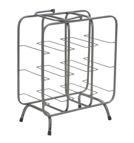 Porte-bouteilles 9 trous métal gris foncé avec poignée