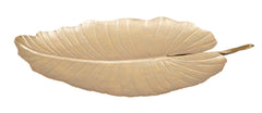 Plateau en métal doré brillant design Feuille