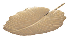 Plateau en métal doré brillant design Feuille