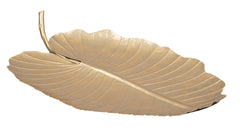 Plateau en métal doré brillant design Feuille