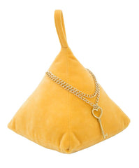 Butoir de porte triangle Velours Orange avec pendentif