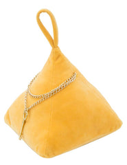 Butoir de porte triangle Velours Orange avec pendentif