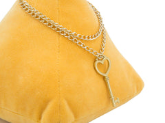 Butoir de porte triangle Velours Orange avec pendentif