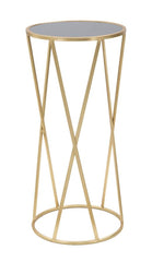 Support de téléphone rond Glam métal doré plateau en verre trempé noir