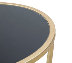 Support de téléphone rond Glam métal doré plateau en verre trempé noir