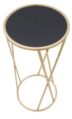 Support de téléphone rond Glam métal doré plateau en verre trempé noir