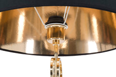 Lampe de table design géométrique Anneaux Métal Or abat-jour Tissu Noir