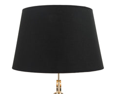 Lampe de table design géométrique Anneaux Métal Or abat-jour Tissu Noir