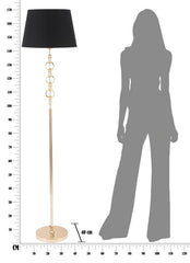 Lampe de table design géométrique Anneaux Métal Or abat-jour Tissu Noir