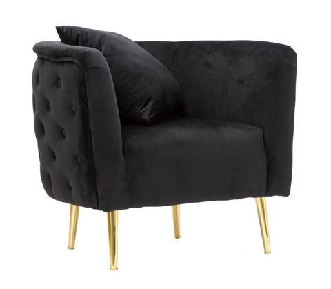 Butaca Bucarest Terciopelo Negro metal dorado