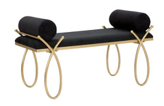 Banc velours Noir métal doré