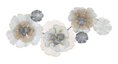 Panneau en métal floral 3D argenté et doré